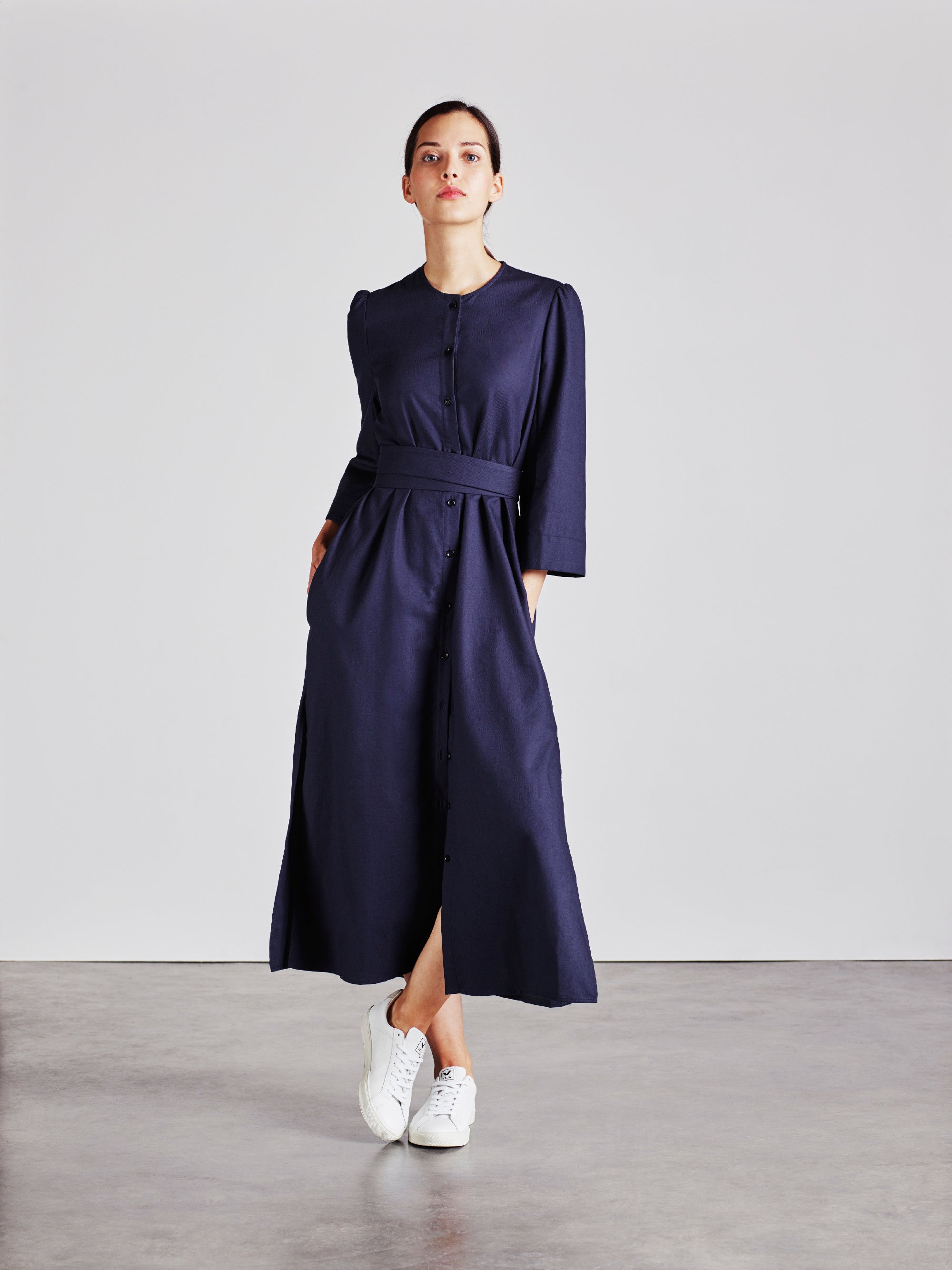 The Raminta Shirt Dress - Organic Cotton Navy Dress – Alice Early