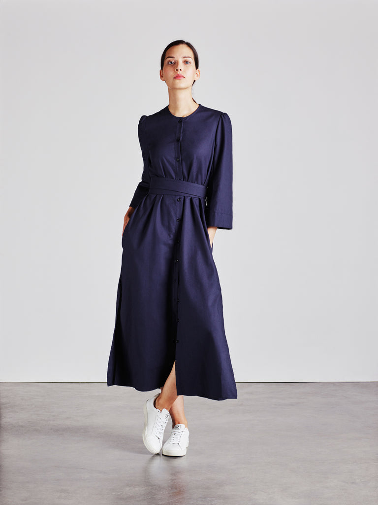 The Raminta Shirt Dress - Organic Cotton Navy Dress – Alice Early